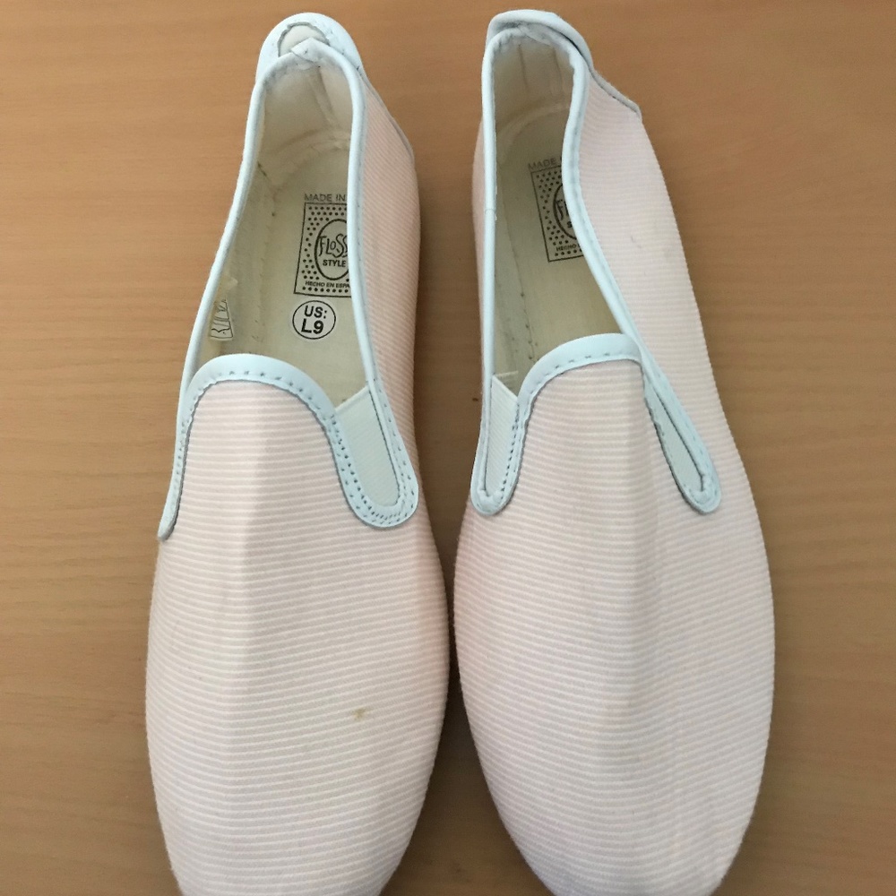 Pink and white pinstrip flossy flats
